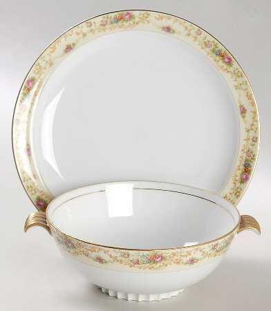 Modern Windsor Footed Cream Soup Bowl & Saucer Set by Meito