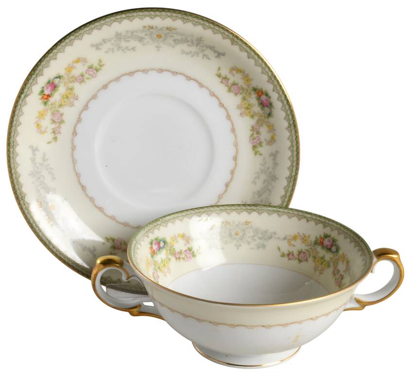 Murel Muriel (Multicolor Floral) Cream Soup Bowl & Saucer Set