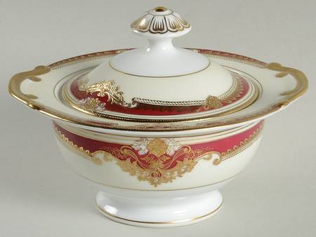 Muriel (Red Border) Sugar Bowl & Lid