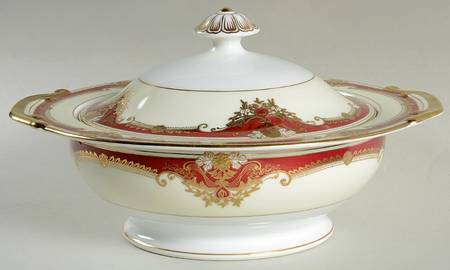 Muriel (Red Border) Round Covered Vegetable