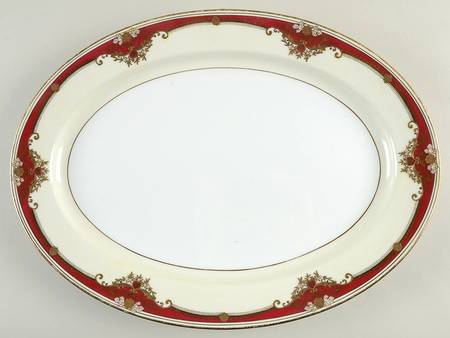 Muriel (Red Border) 16" Oval Serving Platter