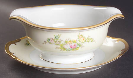 N1055a Gravy Boat with Attached Underplate by Meito