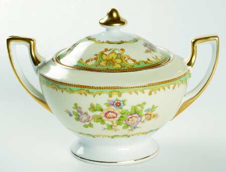 Paris Green Sugar Bowl & Lid
