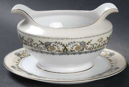 Paris Dark Gray Gravy Boat with Attached Underplate