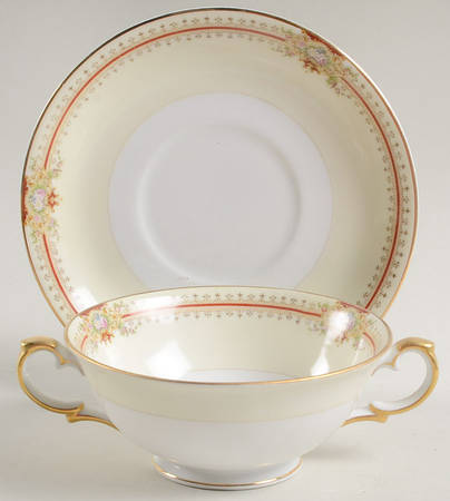 Regina Footed Cream Soup Bowl & Saucer Set