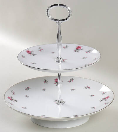 Rosechintz 11 1/4"  2 Tier Footed Serving Tray (DP,SP,FR) HC