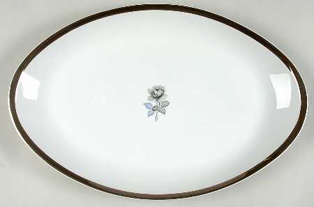 Twilight Rose (Thick Platinum Band) 16" Oval Serving Platter