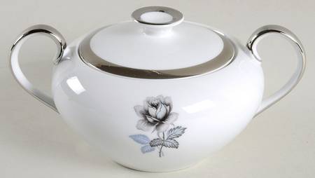 Twilight Rose (Thick Platinum Band) Sugar Bowl & Lid