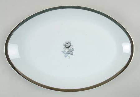 Twilight Rose (Thick Platinum Band) 14" Oval Serving Platter