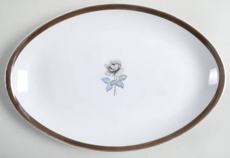 Twilight Rose (Thick Platinum Band) 12" Oval Serving Platter