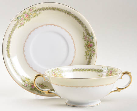 V1750  Footed Cream Soup Bowl & Saucer Set