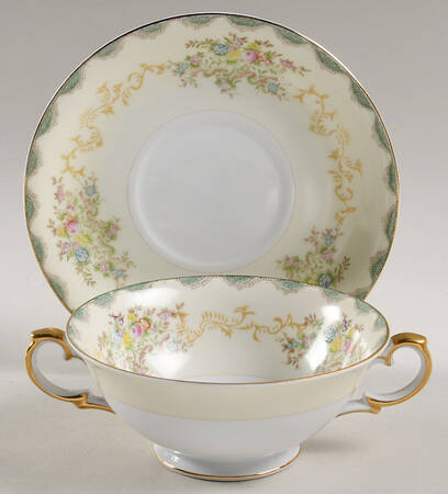 V1848 Footed Cream Soup Bowl & Saucer Set