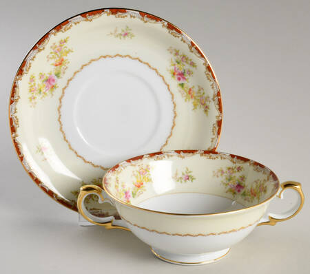 V1924 Footed Cream Soup Bowl & Saucer Set
