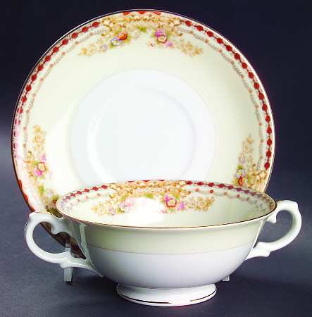 V2383 Footed Cream Soup Bowl & Saucer Set