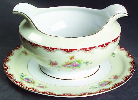 Versailles (James) Gravy Boat with Attached Underplate by Meito