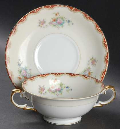 Versailles (James) Footed Cream Soup Bowl & Saucer Set