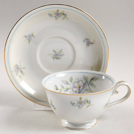 Virginia (Floral Center) Footed Cup & Saucer Set