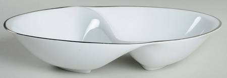 Wedding Ring (Platinum Trim) 11" Oval Divided Vegetable Bowl