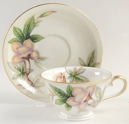 Woodrose Footed Cup & Saucer Set