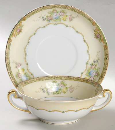 Woodbine Footed Cream Soup Bowl & Saucer Set