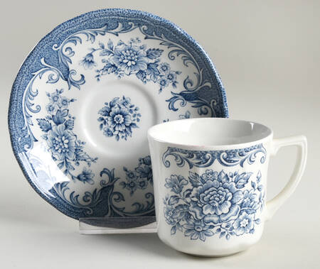 Avondale Blue Flat Cup & Saucer Set
