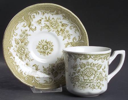 Avondale Green Flat Cup & Saucer Set