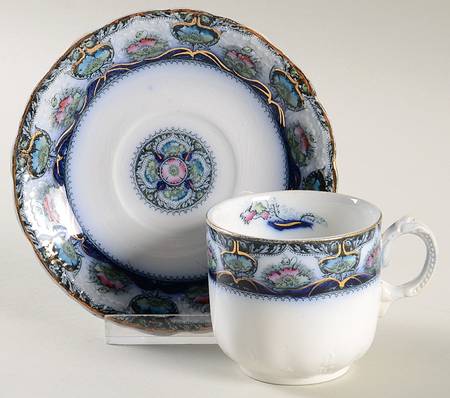 Balmoral Blue Multicolor Flat Demitasse Cup & Saucer Set