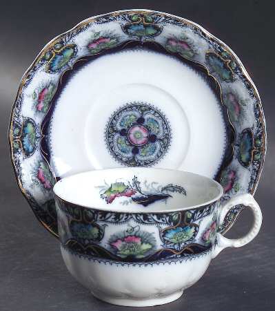 Balmoral Blue Multicolor Flat Cup & Saucer Set