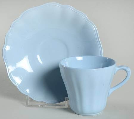 Glamour-Celeste Blue Flat Demitasse Cup & Saucer Set