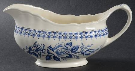 Chelsea Roses (Blue On White) Gravy Boat