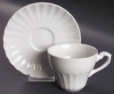 Classic White Flat Cup & Saucer Set