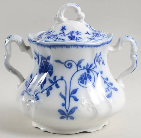 Colonial Flow Blue (No Gold Accent) Oversize Sugar Bowl & Lid