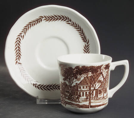 Colonial Brown Flat Cup & Saucer Set