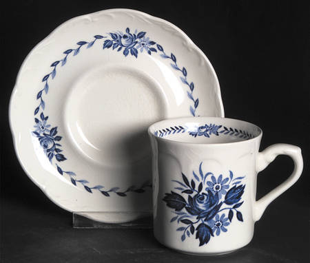 Dresden Blue Flat Cup & Saucer Set