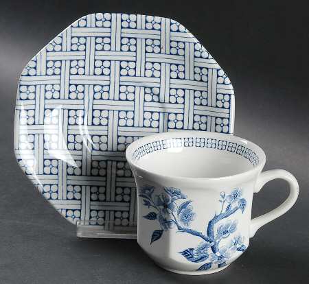 Dynasty Blue Flat Cup & Saucer Set