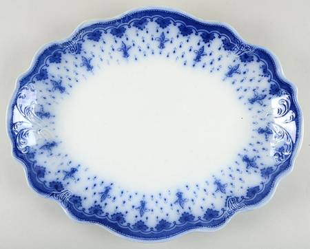 Fleur De Lis Blue 16" Oval Serving Platter