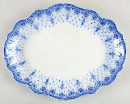 Fleur De Lis Blue 13" Oval Serving Platter