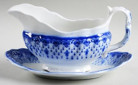 Fleur De Lis Blue Gravy Boat & Underplate/Relish