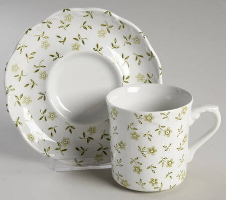 Forget Me Not Green Flat Cup & Saucer Set
