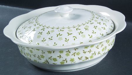 Forget Me Not Green Round Covered Vegetable