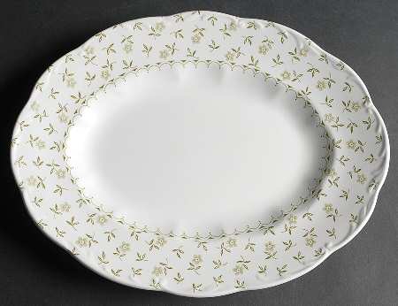 Forget Me Not Green 12" Oval Serving Platter