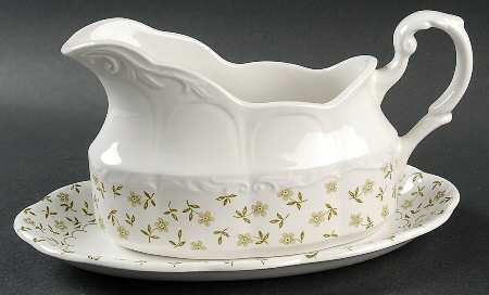 Forget Me Not Green Gravy Boat & Underplate