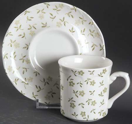 Forget Me Not Green Flat Cup & Saucer Set