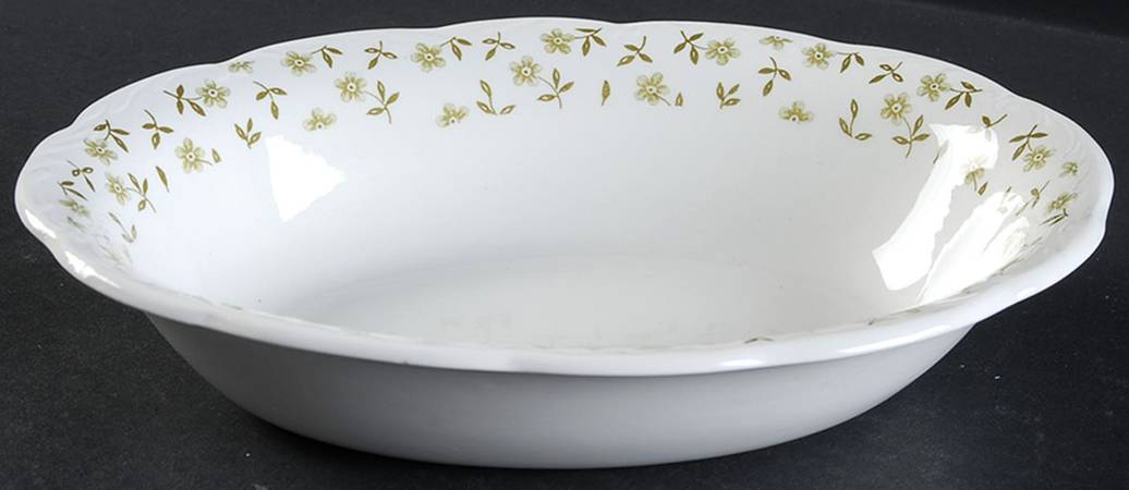 Forget Me Not Green 9" Oval Vegetable Bowl