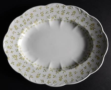 Forget Me Not Green 13" Oval Serving Platter