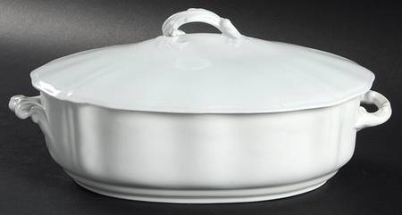 Heritage White Oval Covered Vegetable