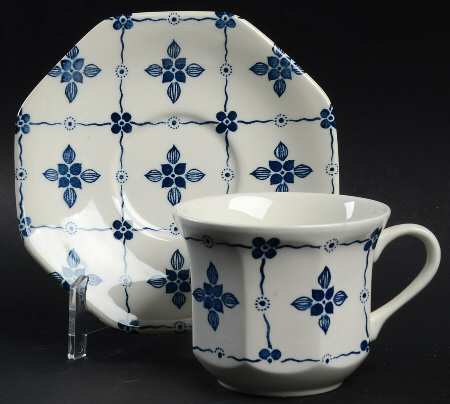 Homespun Blue Flat Cup & Saucer Set