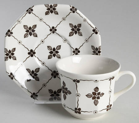 Homespun Brown Flat Cup & Saucer Set