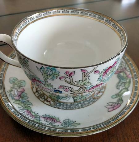 Indian Tree (Smooth Edge, Multi) Flat Cup & Saucer Set