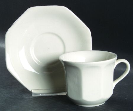 Liberty White Flat Cup & Saucer Set